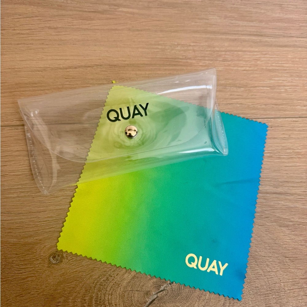 Quay Australia Clear Sunglasses Case with Blue / Green Hombre Cloth - New